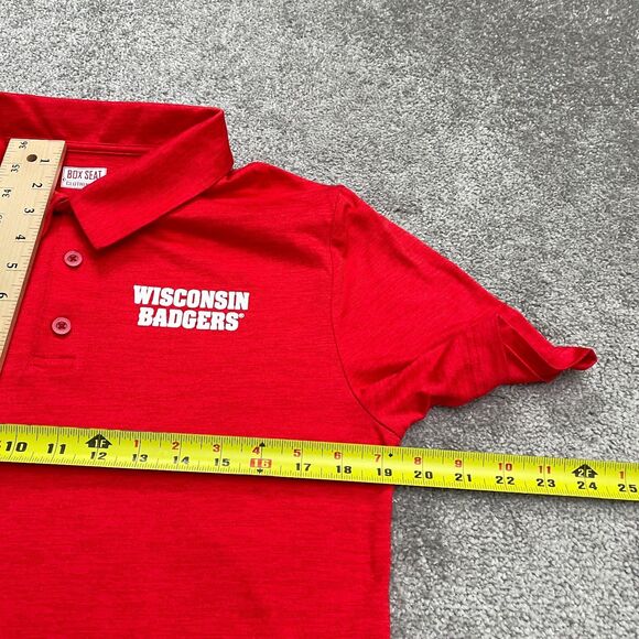 Box Seat University Of Wisconsin Badgers Polo Shirt Mens Medium Red Performance - Picture 8 of 11